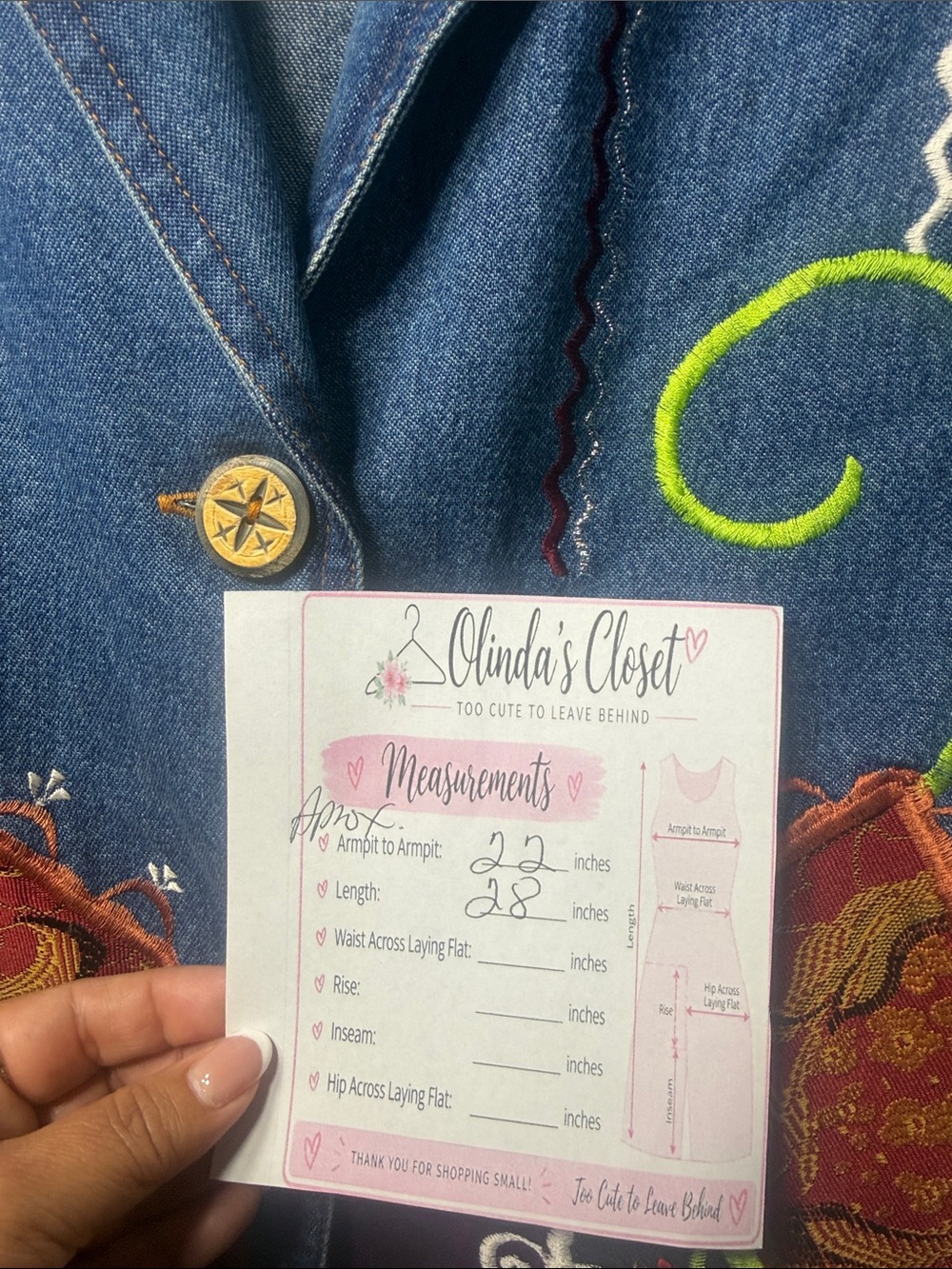 Indigo Multicolor Embroidered Denim Jacket - Picture 9 of 9
